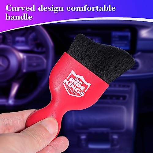 Car Detailing Brush Set for Dashboard Cleaning (Red)
