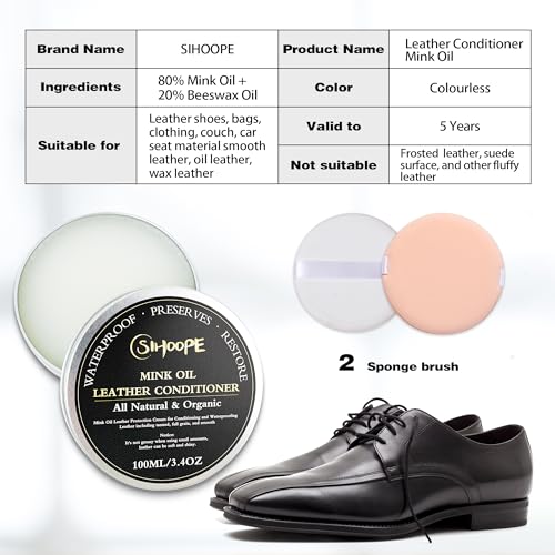 SIHOOPE Leather Conditioner Mink Oil Polish - 100ML/3.4OZ