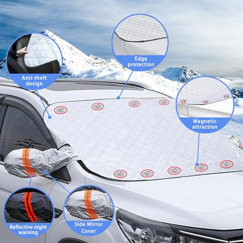 Winter Windshield Snow Cover with Mini Magnetic Edges