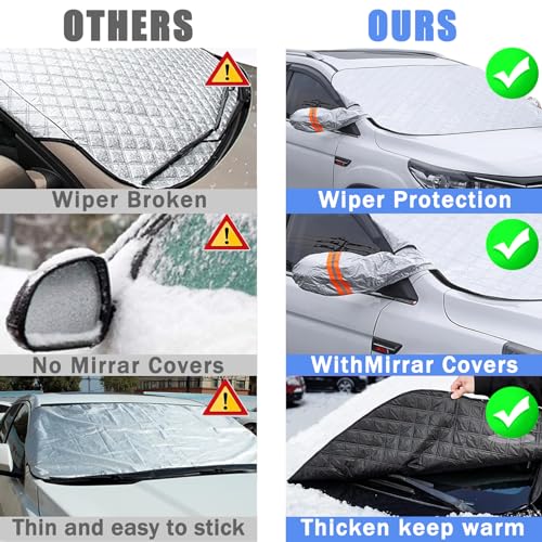 Winter Windshield Snow Cover with Mini Magnetic Edges