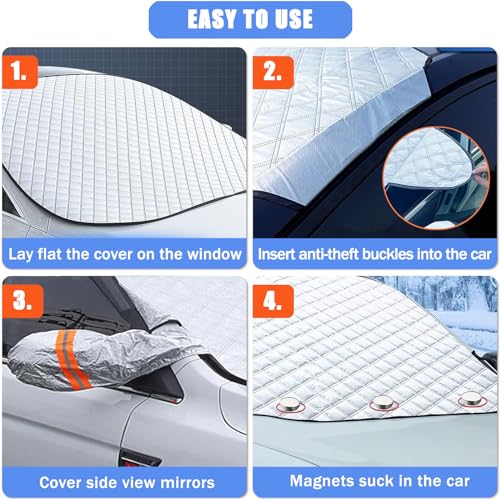 Winter Windshield Snow Cover with Mini Magnetic Edges