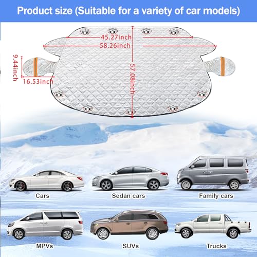 Winter Windshield Snow Cover with Mini Magnetic Edges
