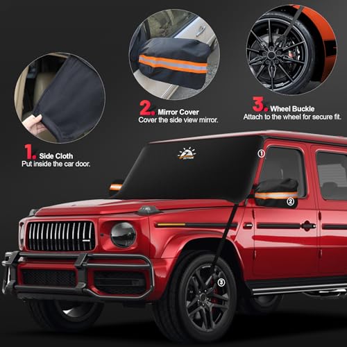 Zettum Heavy Duty Car Windshield Cover - 600D Snow Protector