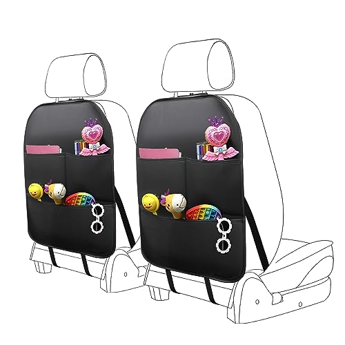 Universal PU Leather Car Seat Back Organizer, Waterproof Black