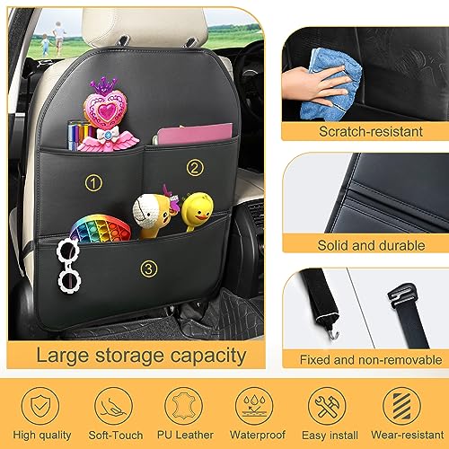 Universal PU Leather Car Seat Back Organizer, Waterproof Black