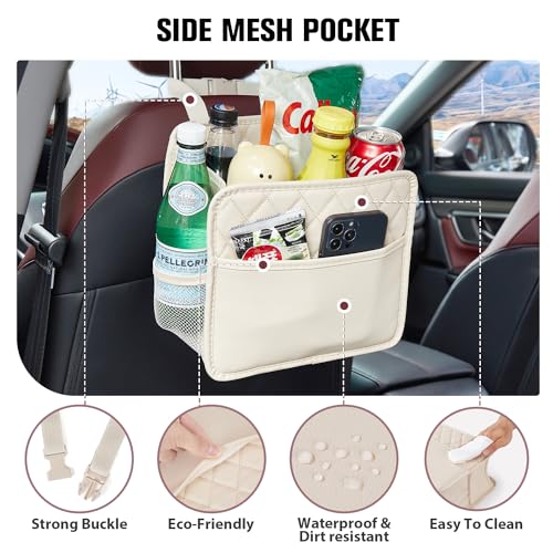 LUNYI Waterproof PU Leather Car Seat Organizer, 2-Pack