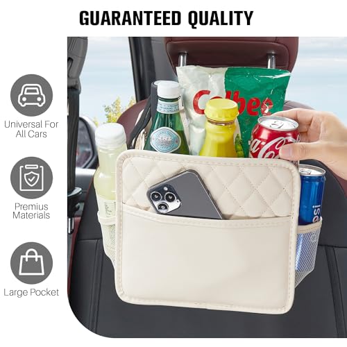 LUNYI Waterproof PU Leather Car Seat Organizer, 2-Pack