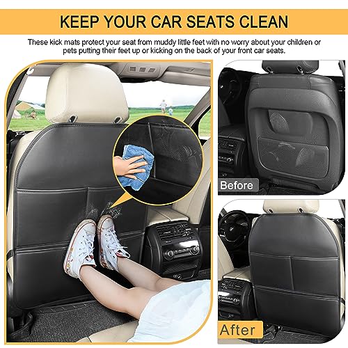 Universal PU Leather Car Seat Back Organizer, Waterproof Black