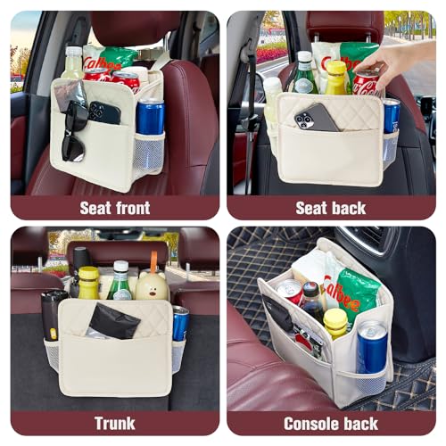 LUNYI Waterproof PU Leather Car Seat Organizer, 2-Pack