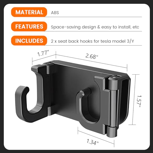 Tesla Model 3/Y Folding Seat Back Hooks 2-Pack