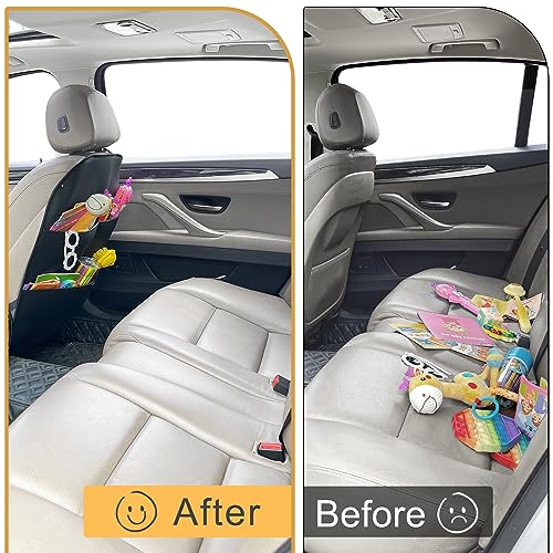 Universal PU Leather Car Seat Back Organizer, Waterproof Black