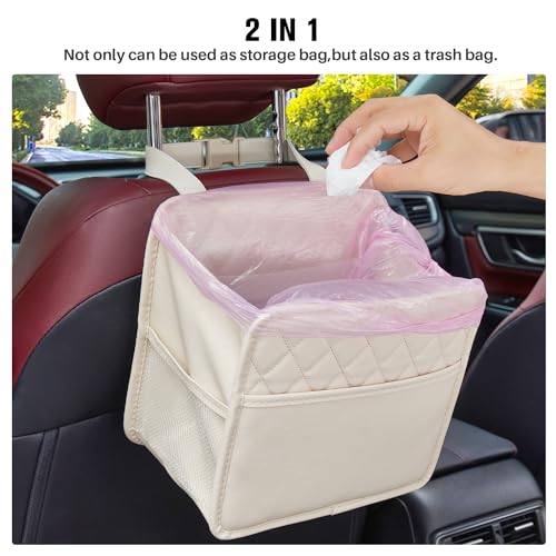 LUNYI Waterproof PU Leather Car Seat Organizer, 2-Pack