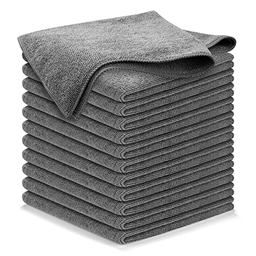 Microfiber Cleaning Cloth: 12-Pack Grey, 12.6"x12.6" - High Performance