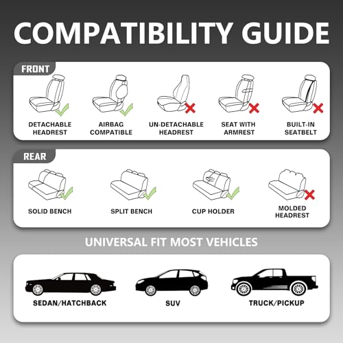 Nappa Leather Car Seat Covers Set, Waterproof & Breathable