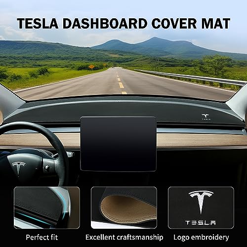 Black Suede Dashboard Cover for Tesla Model Y/3