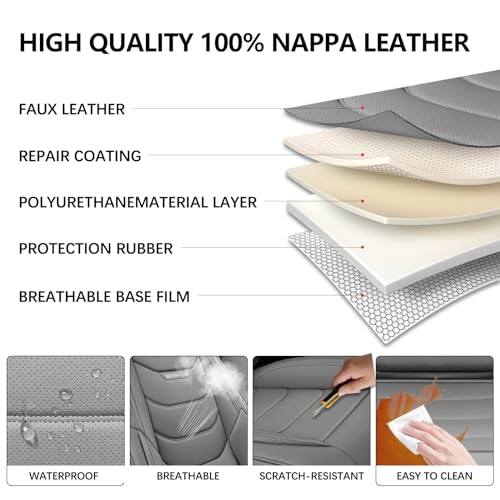 Nappa Leather Car Seat Covers Set, Waterproof & Breathable