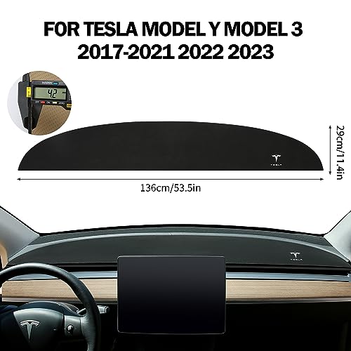 Black Suede Dashboard Cover for Tesla Model Y/3