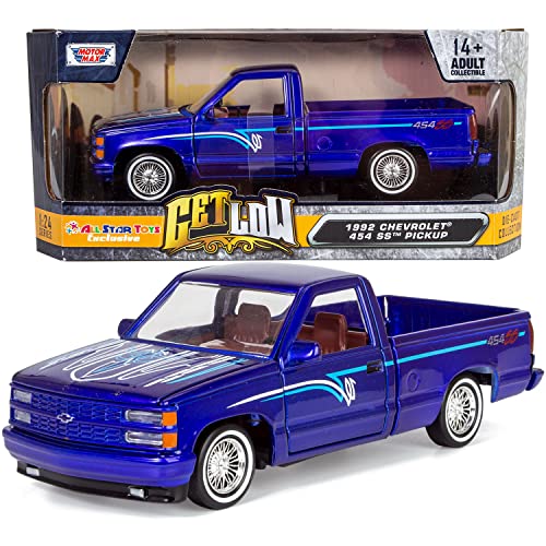 Motormax 1992 Chevy 454SS Pickup Lowrider Truck Blue
