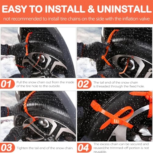 SAMULE Reusable Snow Tire Chains for Car/Suvs/Trucks/Pickups