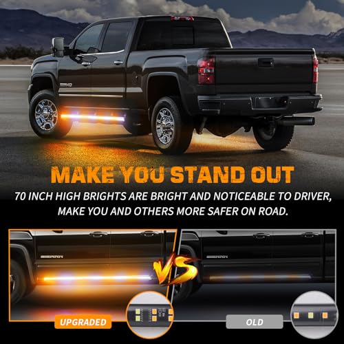 2PCS 70" Truck Emergency Strobe Lights Strip