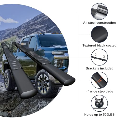 4" Side Steps for 2019-2024 Chevy Silverado GMC Sierra