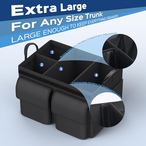 Foldable Trunk Organizer for SUVs and Sedans, Large Capacity