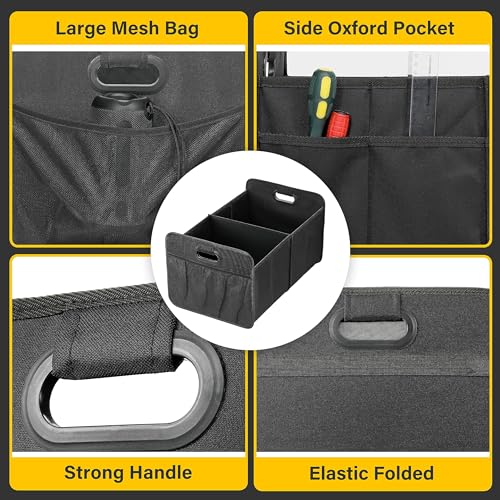 YSSOA Collapsible Car Trunk Organizer, 2 Compartment, Waterproof