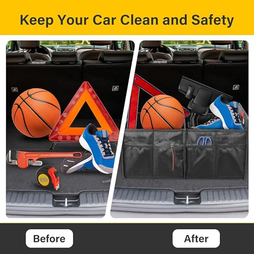 YSSOA Collapsible Car Trunk Organizer, 2 Compartment, Waterproof