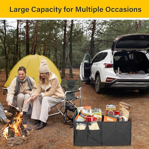 YSSOA Collapsible Car Trunk Organizer, 2 Compartment, Waterproof