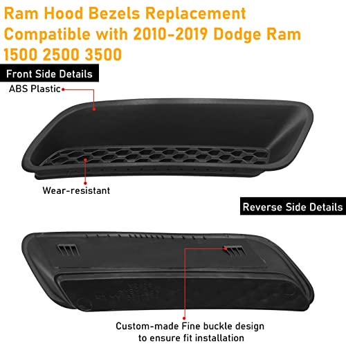 Dodge Ram Hood Vent Bezels Set - Black
