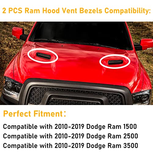 Dodge Ram Hood Vent Bezels Set - Black