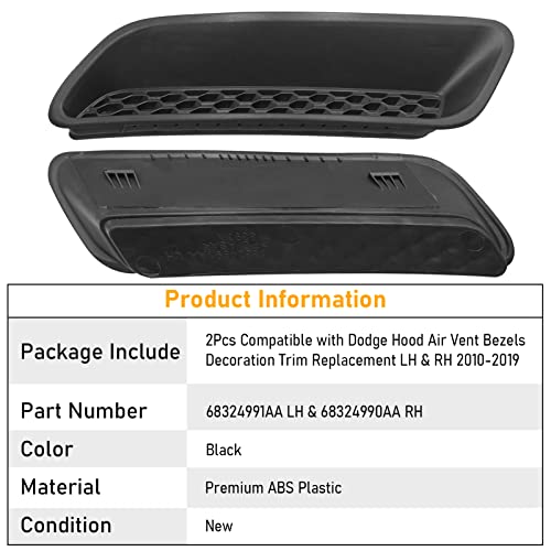 Dodge Ram Hood Vent Bezels Set - Black