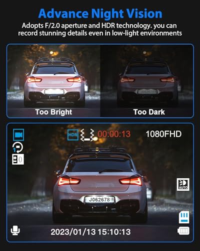 Triple Dash Cam with 1080P Front and Inside Cameras