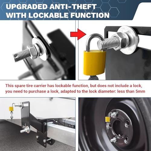 Lockable Spare Tire Carrier for Utility & Boat Trailers