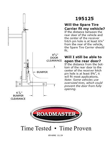 Roadmaster Spare Tire Carrier for Vans, SUVs, Motorhomes