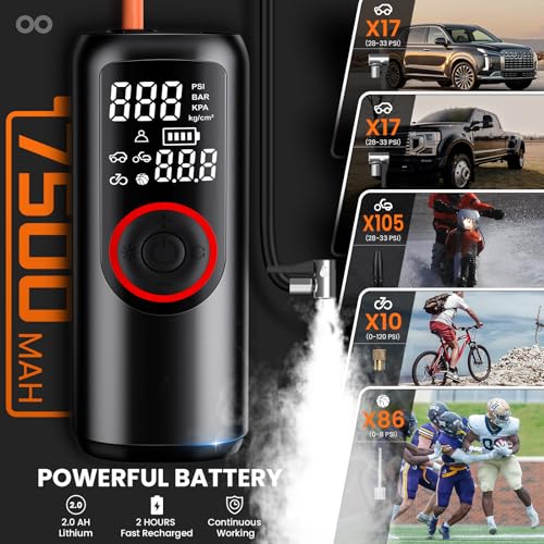 Ozclub Cordless Tire Inflator - 150 PSI - Black