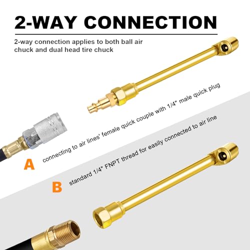 5-Pack Dual Head Air Chuck Set for Tires