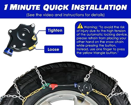 Easy Install Snow Chains Set for Car, SUV, Truck