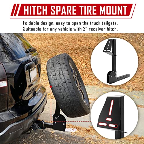 Foldable Hitch Mount Spare Tire Carrier with Lock