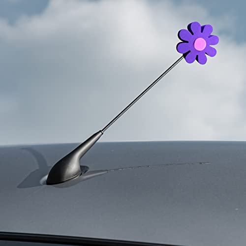 Purple Daisy Car Antenna Topper - Cute Dashboard Accessory