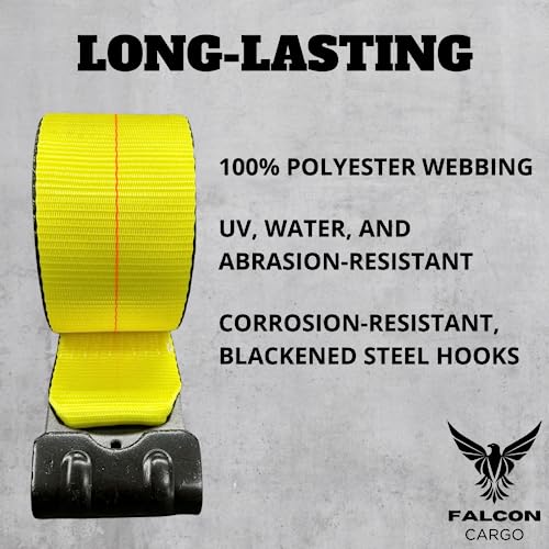 4-Pack Falcon Cargo 4" x 30' Winch Straps - Heavy Duty