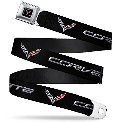 Corvette C7 Logo Seatbelt Belt - Black/Silver/Red