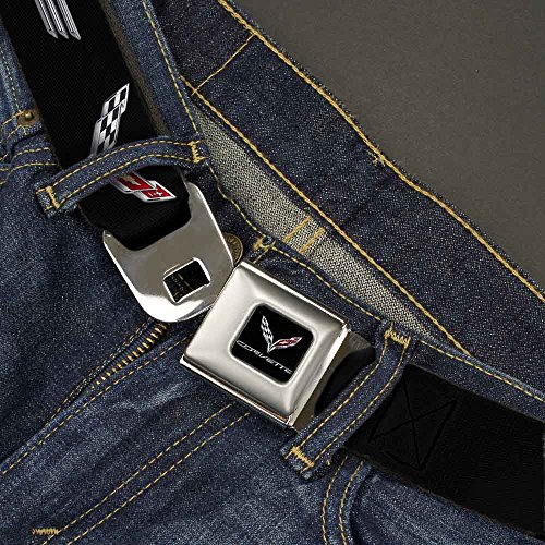 Corvette C7 Logo Seatbelt Belt - Black/Silver/Red