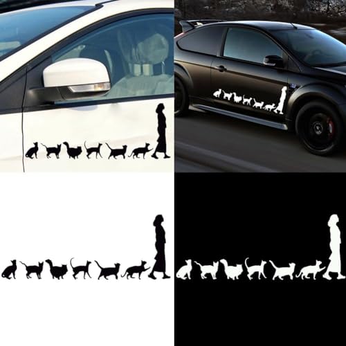 White Cat Lady Car Window Decal - Self-Adhesive