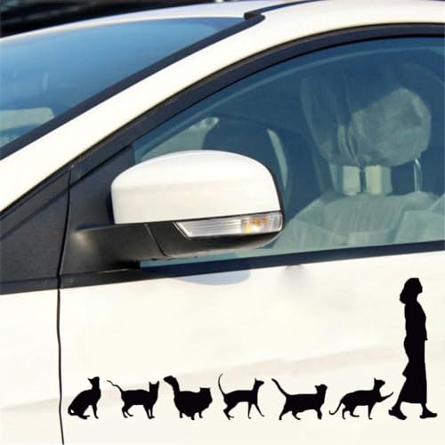 White Cat Lady Car Window Decal - Self-Adhesive