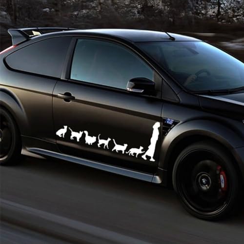 White Cat Lady Car Window Decal - Self-Adhesive
