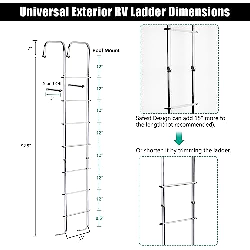 OUTPRIZE Universal Aluminum RV Travel Trailer Ladder, 250lbs