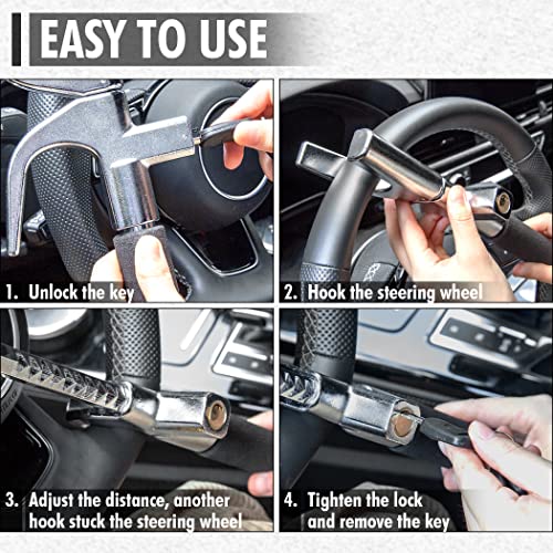 CARTMAN 3-in-1 Steering Wheel Lock: Anti-Theft Security
