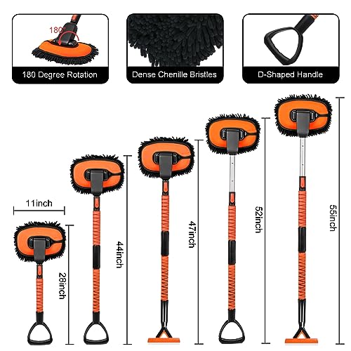 55" Chenille Car Wash Brush with Long Handle