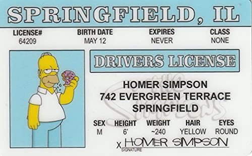Homer Simpson Novelty Driver's License | Collectible Trading Card